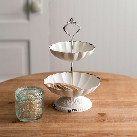 Scalloped Two-Tiered Tray