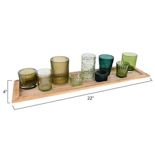 Wood Tray with Votive Holders